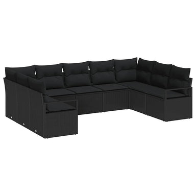 Tuinbankenset 9 st Zwart poly rattan