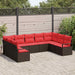 Tuinbankenset 9 st Bruin en Rood poly rattan