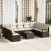 Tuinbankenset 10 st Bruin en Crème poly rattan