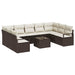 Tuinbankenset 10 st Bruin en Crème poly rattan