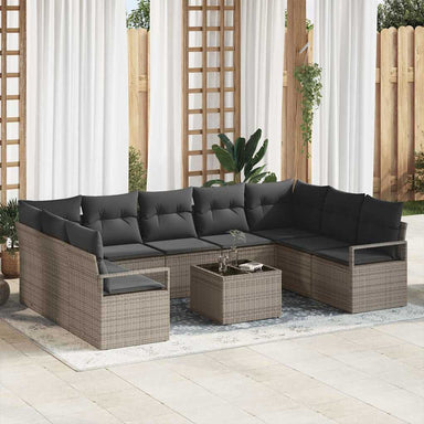 Tuinbankenset 10 st Lichtgrijs poly rattan