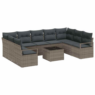 Tuinbankenset 10 st Lichtgrijs poly rattan