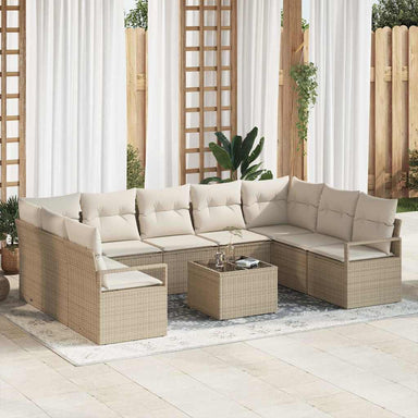 Tuinbankenset 10 st Beige en Crème poly rattan