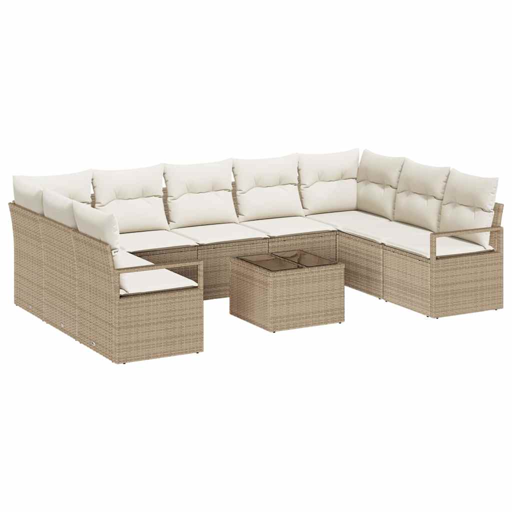 Tuinbankenset 10 st Beige en Crème poly rattan