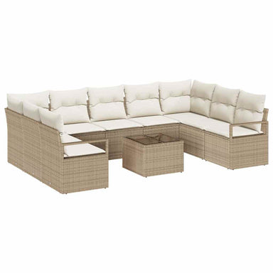 Tuinbankenset 10 st Beige en Crème poly rattan