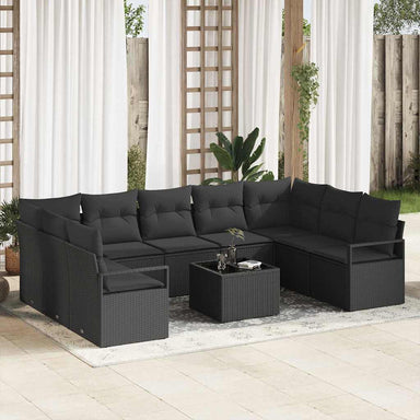 Tuinbankenset 10 st Zwart poly rattan