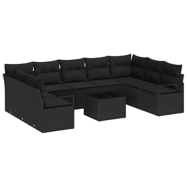 Tuinbankenset 10 st Zwart poly rattan