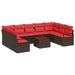 Tuinbankenset 10 st Bruin en Rood poly rattan