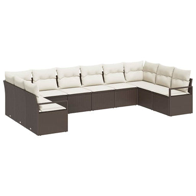 Tuinbankenset 10 st Bruin en wit poly rattan