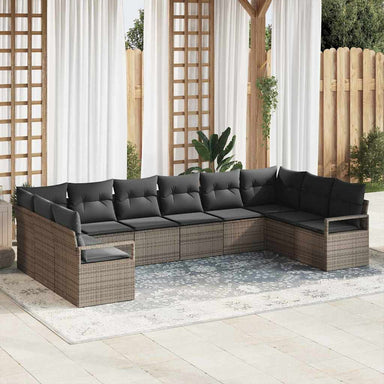 Tuinbankenset 10 st Grijs poly rattan