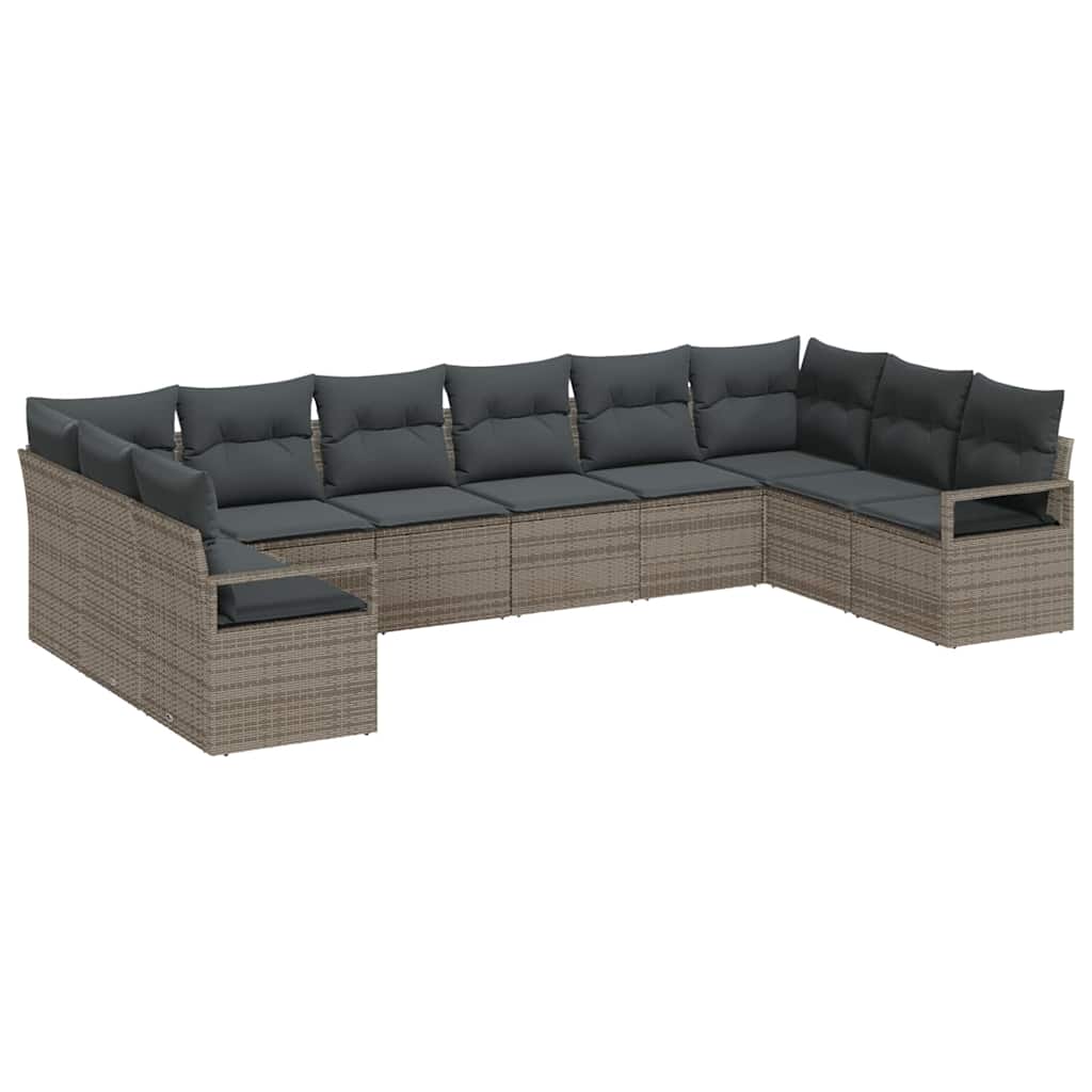 Tuinbankenset 10 st Grijs poly rattan