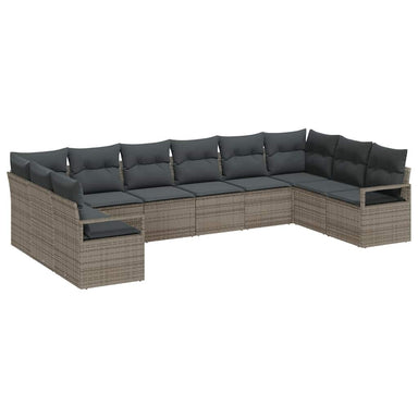 Tuinbankenset 10 st Grijs poly rattan
