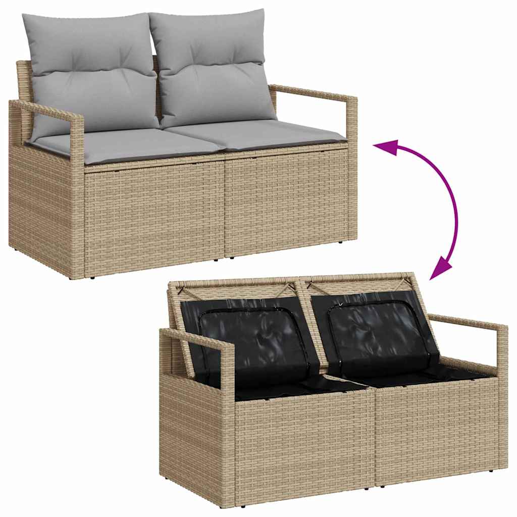 Tuinbankenset 10 st Beige en Wit poly rattan