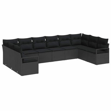 Tuinbankenset 10 st Zwart poly rattan