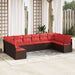 Tuinbankenset 10 st Bruin en Rood poly rattan