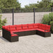 Tuinbankenset 10 st Bruin en Rood poly rattan