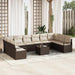 Tuinbankenset 11 st Bruin en Crème poly rattan