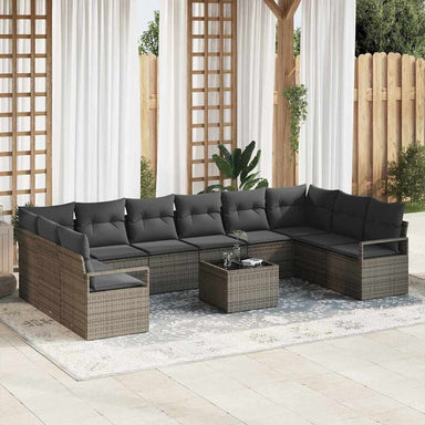 Tuinbankenset 11 st Lichtgrijs poly rattan