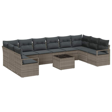 Tuinbankenset 11 st Lichtgrijs poly rattan