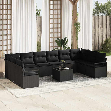 Tuinbankenset 11 st Zwart poly rattan