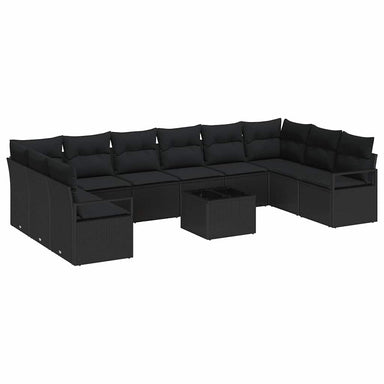 Tuinbankenset 11 st Zwart poly rattan