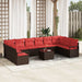 Tuinbankenset 11 st Bruin en Rood poly rattan