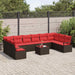 Tuinbankenset 11 st Bruin en Rood poly rattan