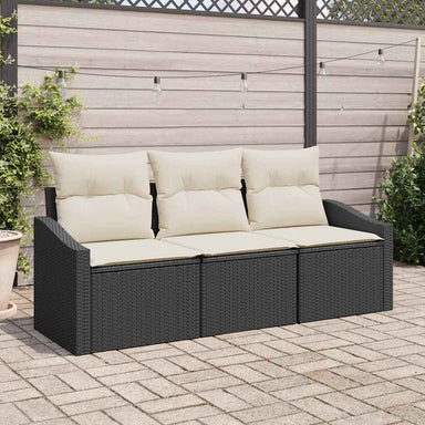 Tuinbankenset 3 st Zwart en Wit poly rattan