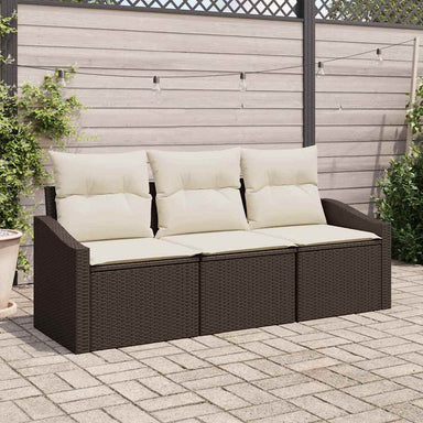Tuinbankenset 3 st Bruin en wit poly rattan