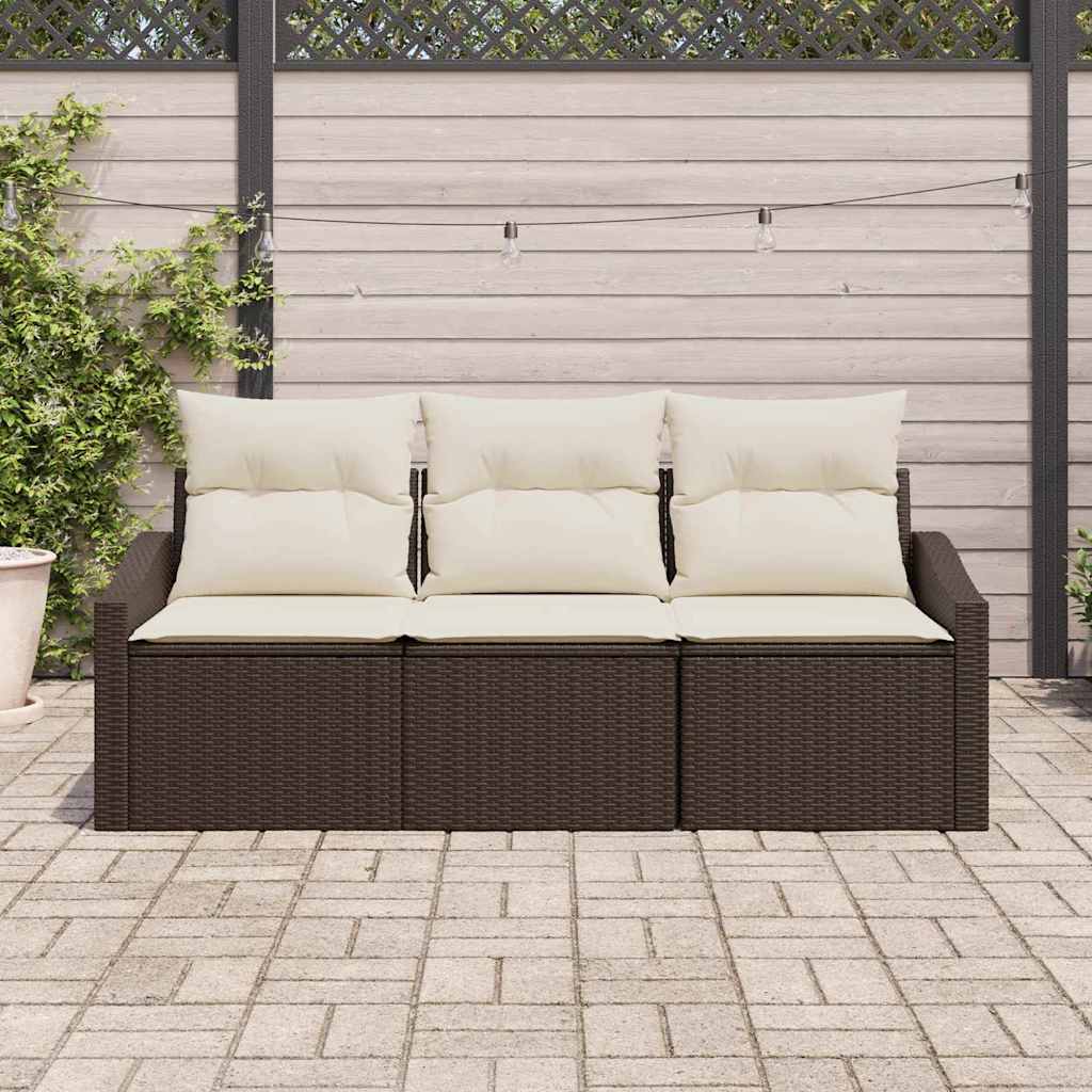 Tuinbankenset 3 st Bruin en wit poly rattan
