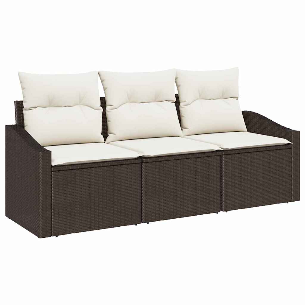 Tuinbankenset 3 st Bruin en wit poly rattan