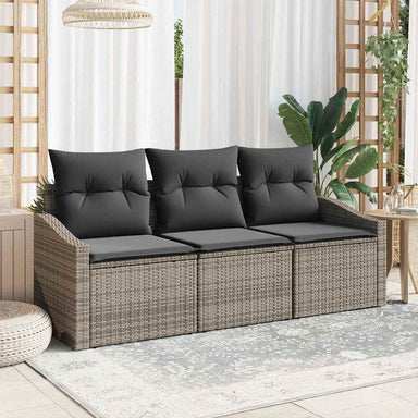 Tuinbankenset 3 st Grijs poly rattan