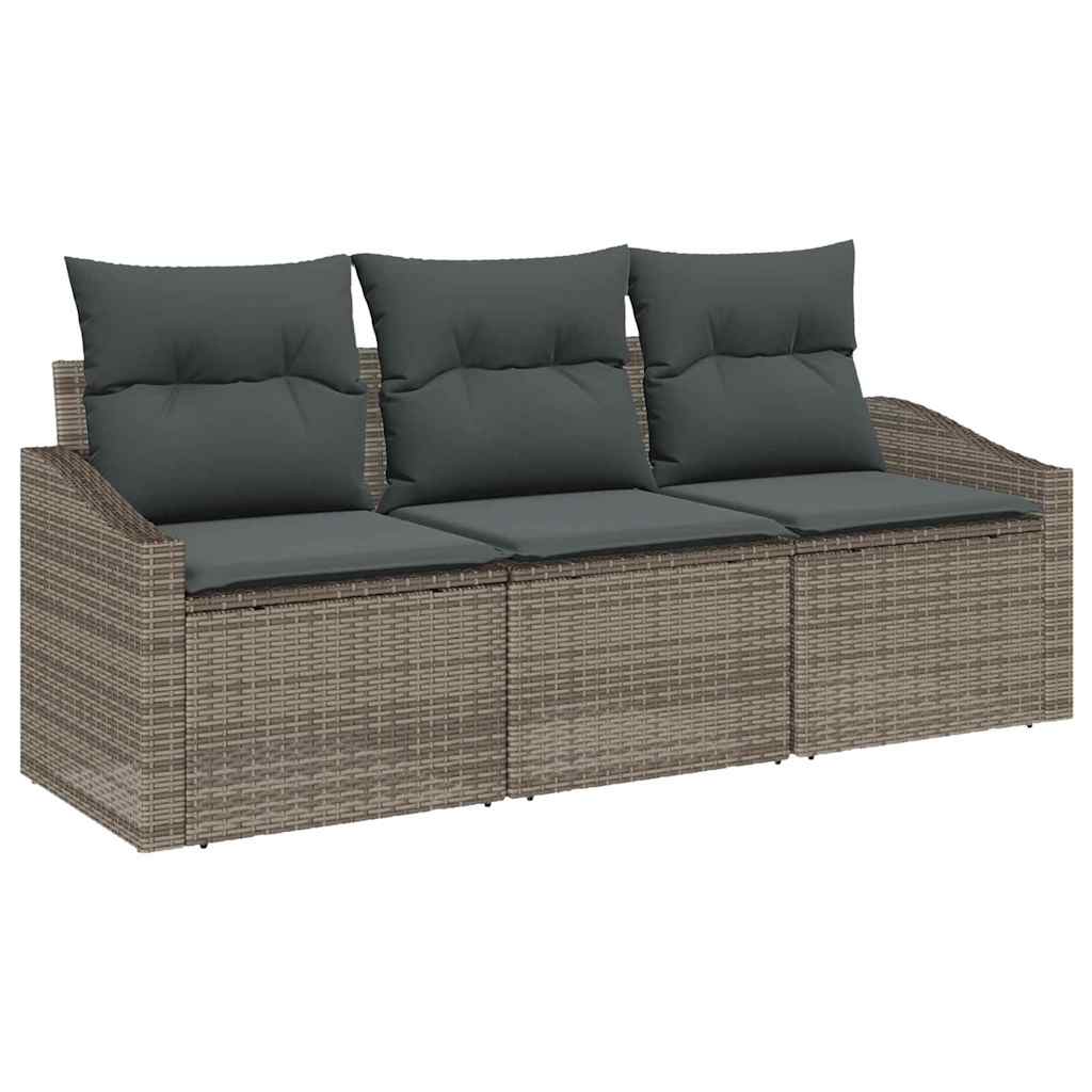 Tuinbankenset 3 st Grijs poly rattan