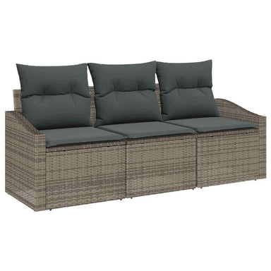 Tuinbankenset 3 st Grijs poly rattan