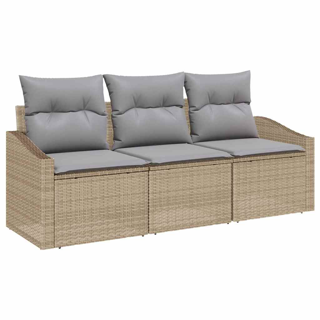Tuinbankenset 3 st Beige en Licht Grijs poly rattan