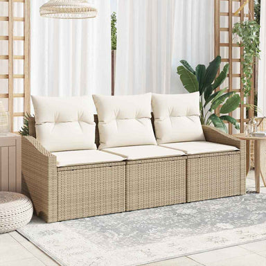 Tuinbankenset 3 st Beige en Wit poly rattan