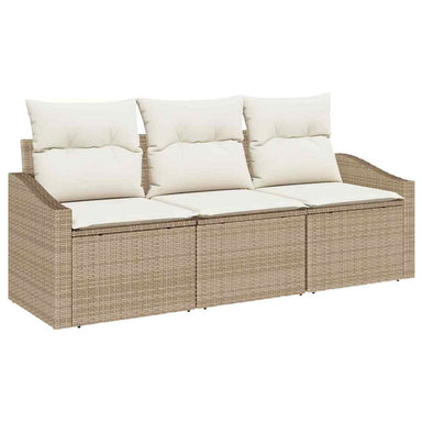 Tuinbankenset 3 st Beige en Wit poly rattan