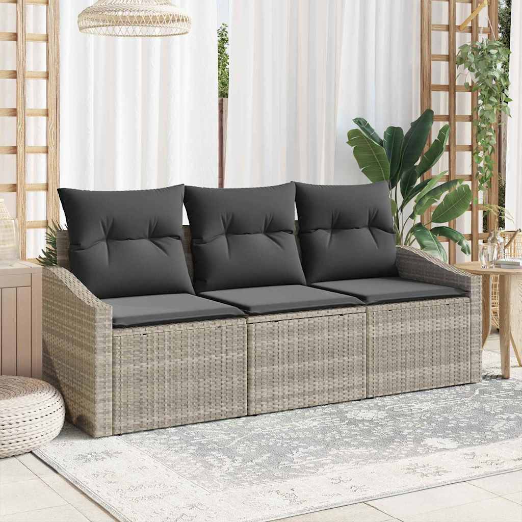 Tuinbankenset 3 st Lichtgrijs poly rattan