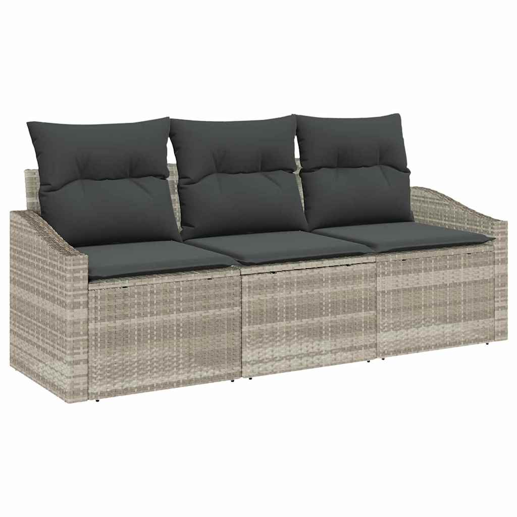Tuinbankenset 3 st Lichtgrijs poly rattan