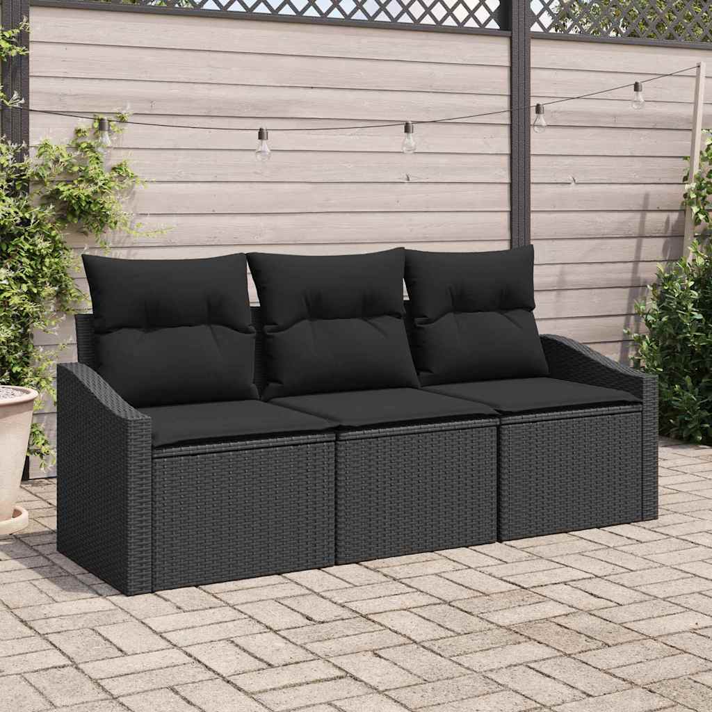 Tuinbankenset 3 st Zwart poly rattan