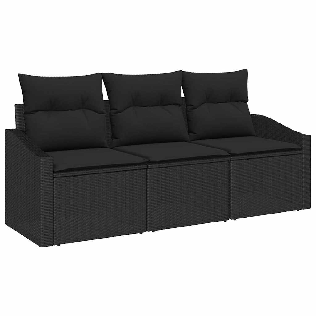 Tuinbankenset 3 st Zwart poly rattan