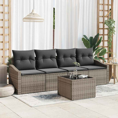 Bankstel 5 st Grijs poly rattan