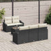Bankstel 6 st Zwart en Crème poly rattan