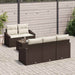 Bankstel 6 st Bruin en Crème poly rattan