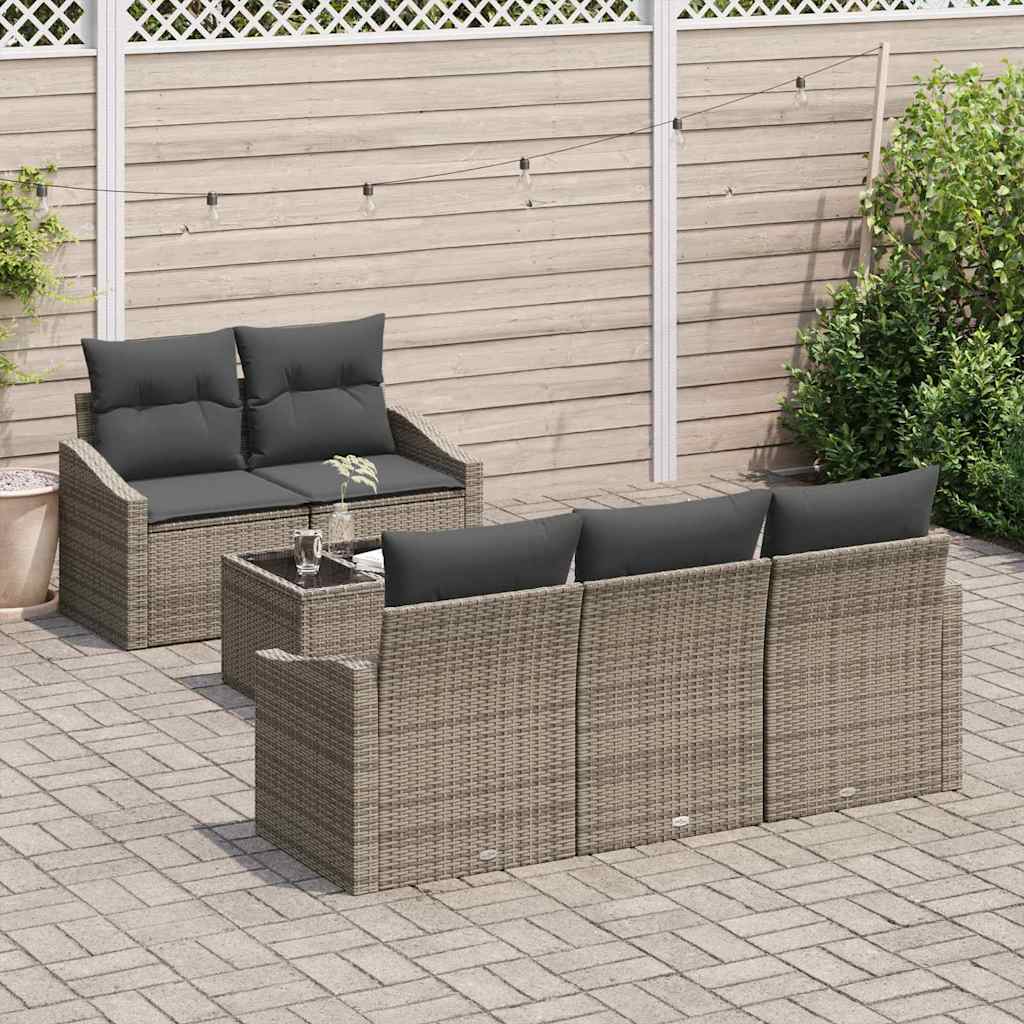 Bankstel 6 st Grijs poly rattan