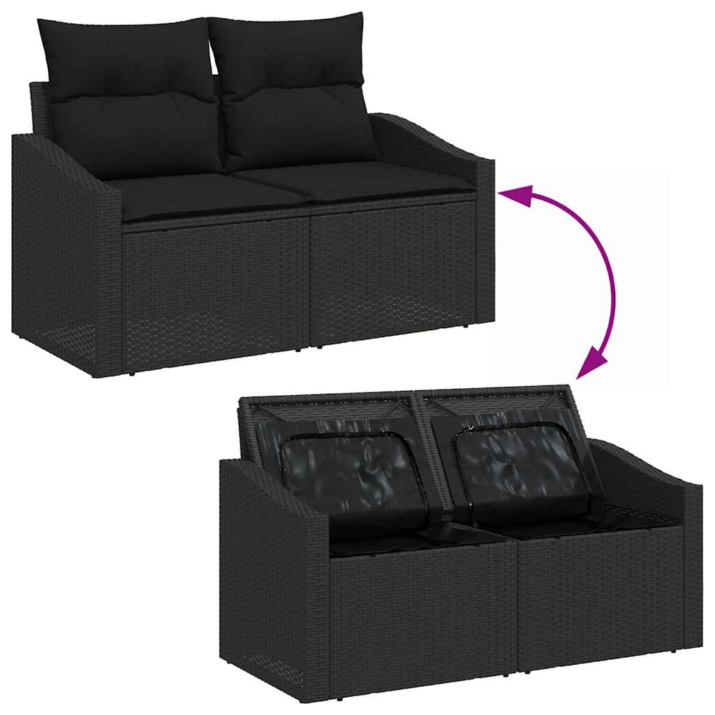 Bankstel 6 st Zwart poly rattan