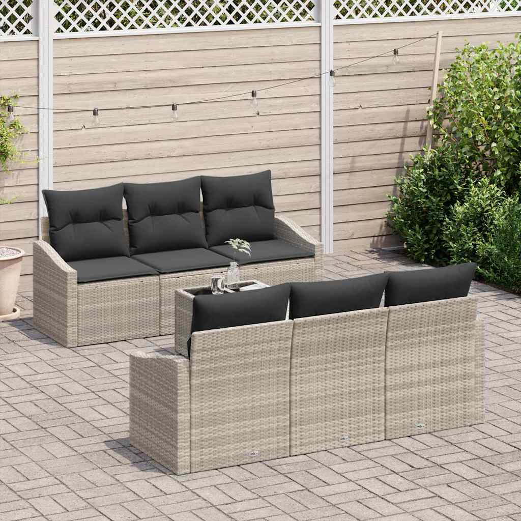 Bankstel 7 st Licht Grijs en Donker Grijs poly rattan
