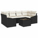 Bankstel 7 st Zwart en Crème poly rattan