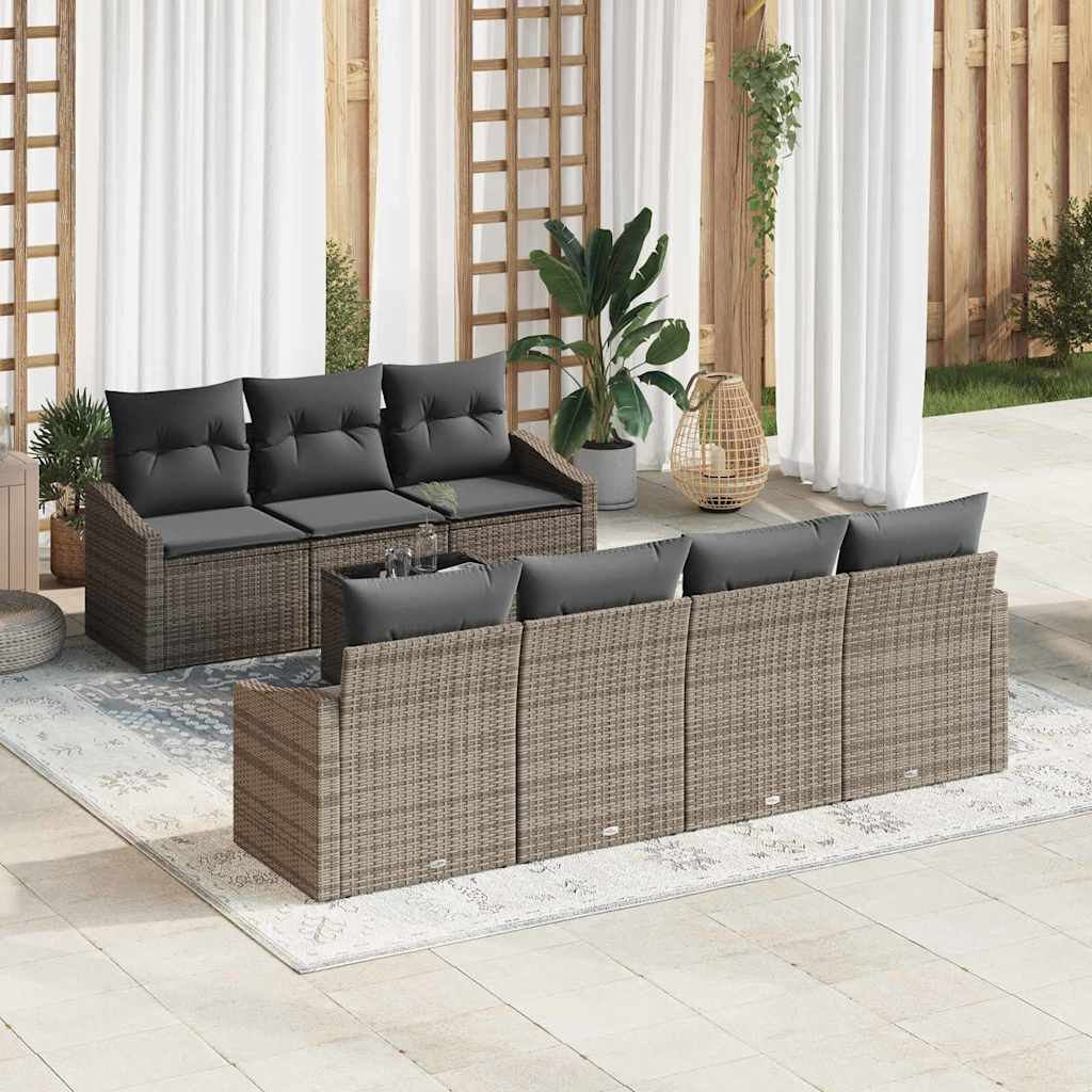 Bankstel 8 st Grijs poly rattan