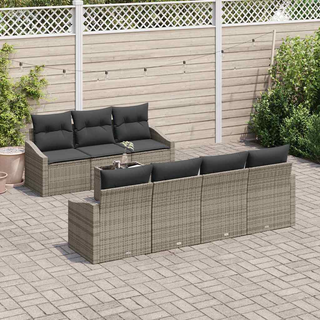Bankstel 8 st Grijs poly rattan